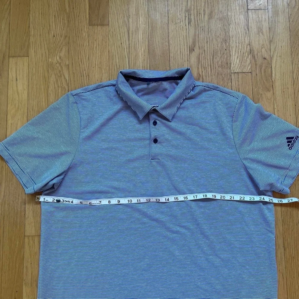 Adidas Golf polo shirt in blue & white stripes, Men's XL
